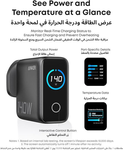 Anker 140W USB-C Charger – 4-Port GaN Fast Charging for MacBook, iPhone & Laptop