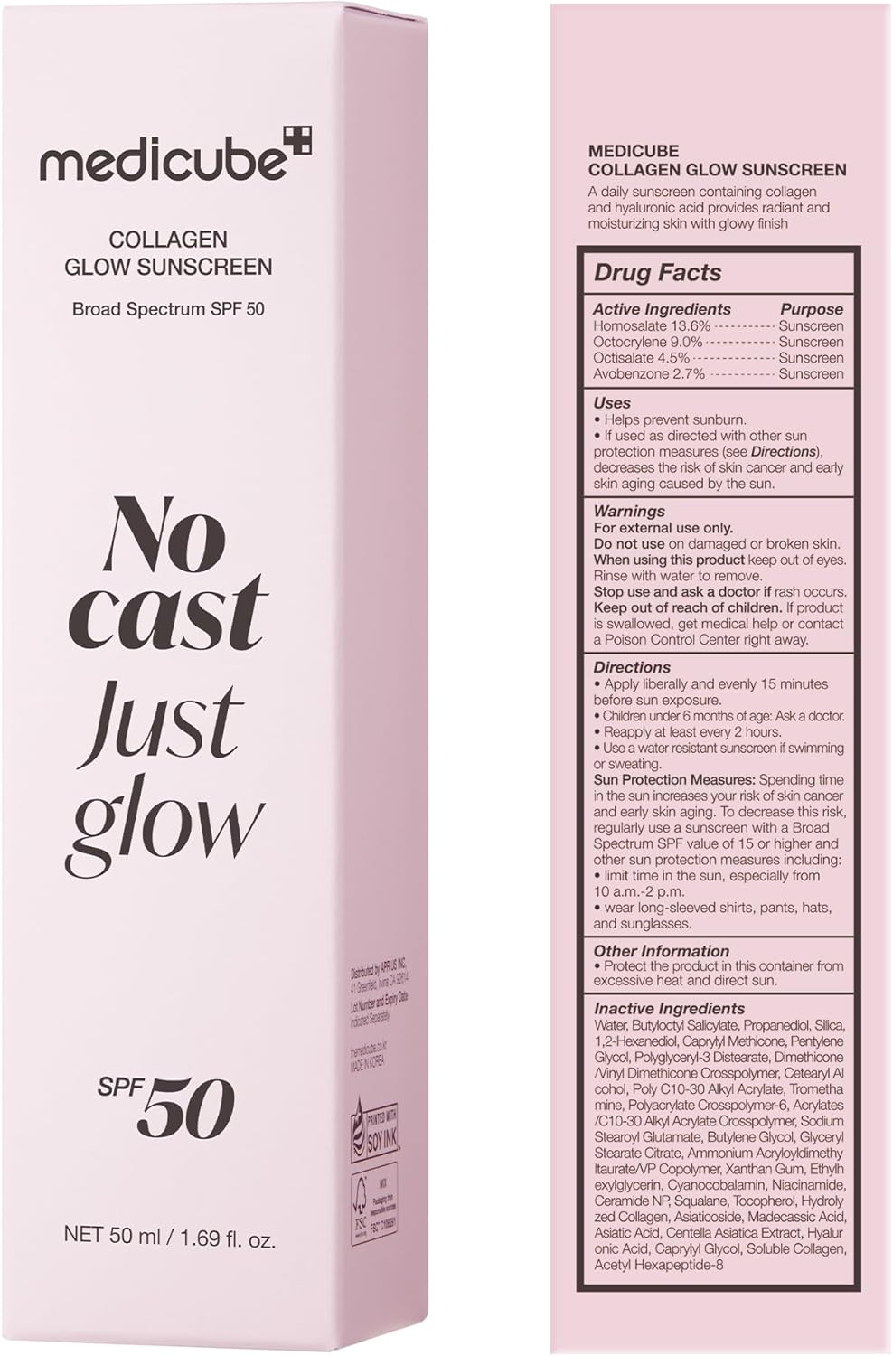Medicube Collagen Glow Sunscreen SPF 50 – No White Cast, Radiant Finish (50ml)