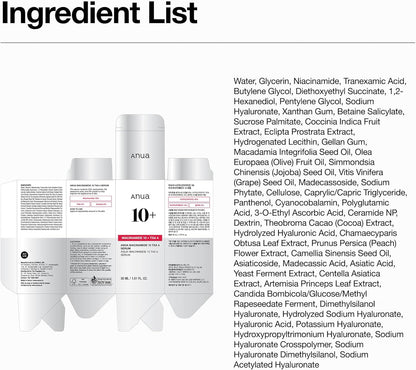 Anua Niacinamide 10% + TXA 4% Serum. Dark Spots Correcting and brightening Serum (30ml)
