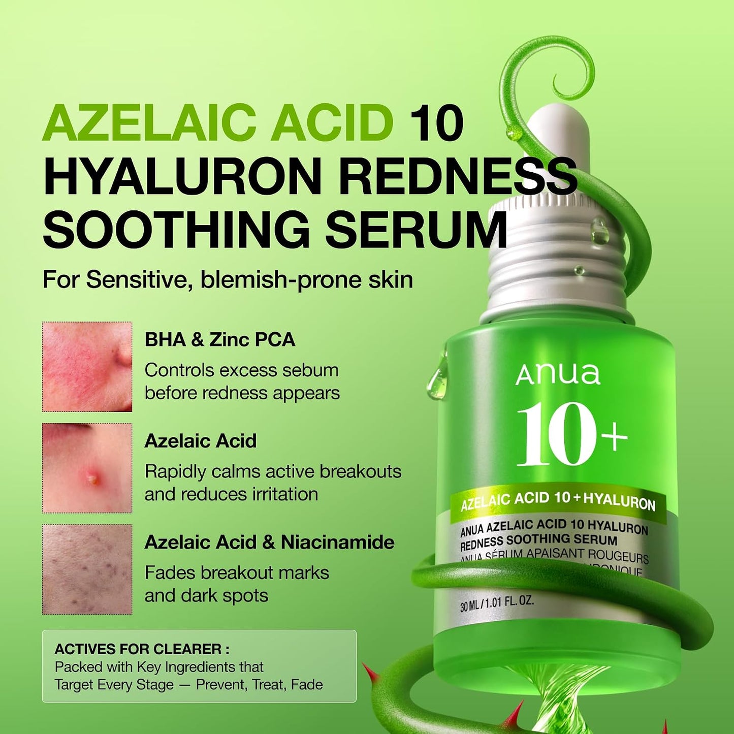 Anua Azelaic Acid 10% Redness Relief Serum – Calm, Clear & Hydrated Skin (30ml)