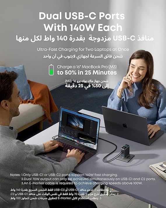 Anker 140W USB-C Charger – 4-Port GaN Fast Charging for MacBook, iPhone & Laptop