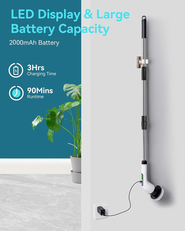 Cordless Electric Spin Scrubber with 9 Brush Heads - 2 Speed Waterproof Cleaning Tool