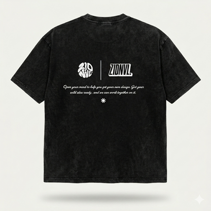 E-Line Black Oversized Tee For Men