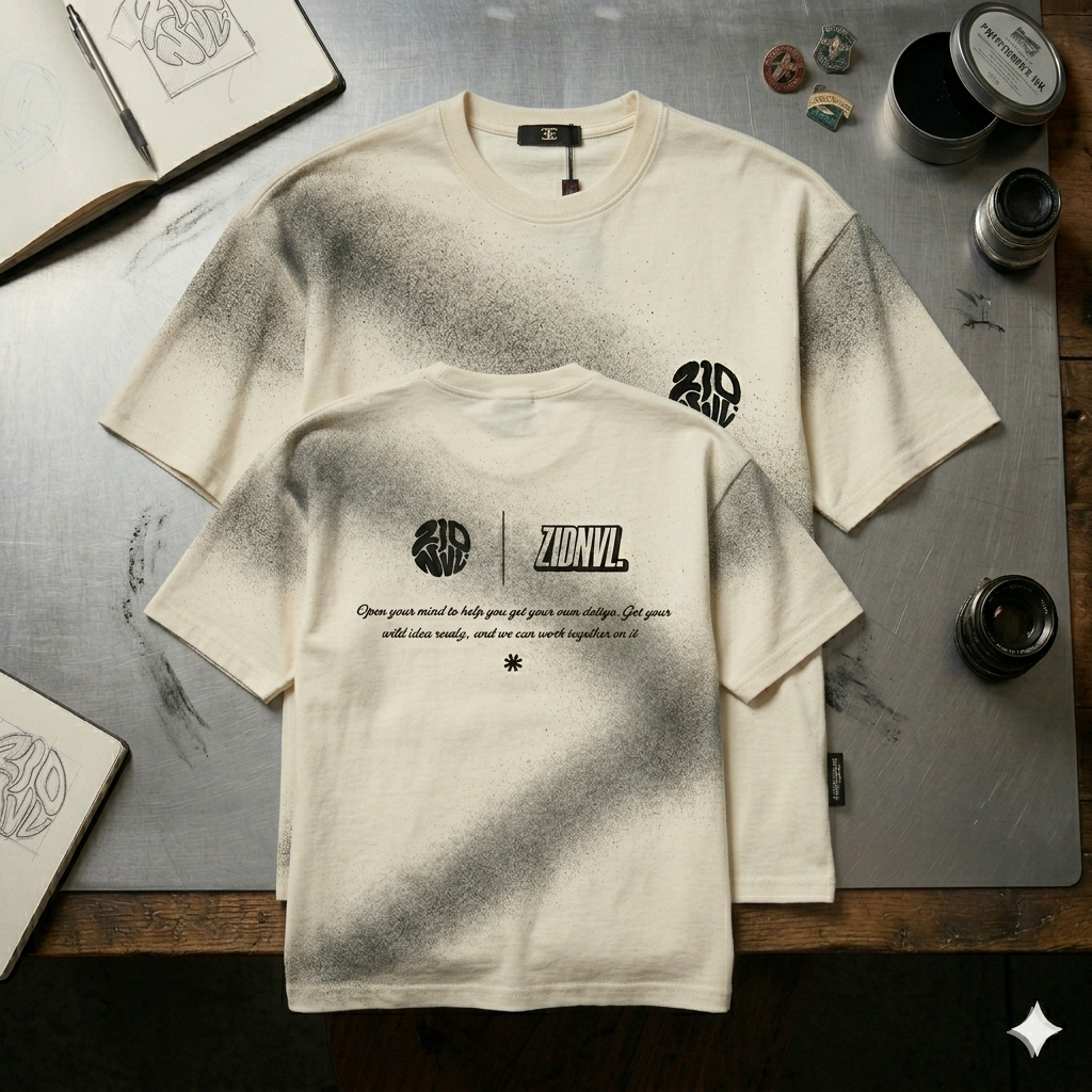 E-Line Beige Oversized Tee For Men
