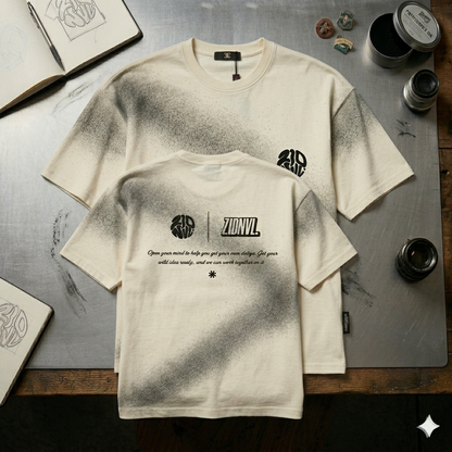 E-Line Beige Oversized Tee For Men