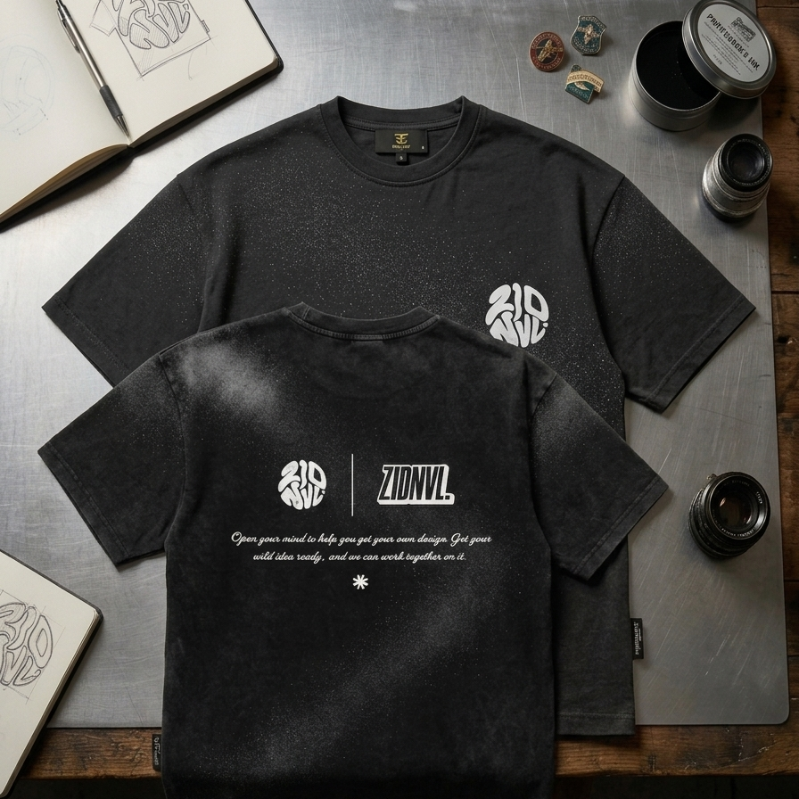 E-Line Black Oversized Tee For Men