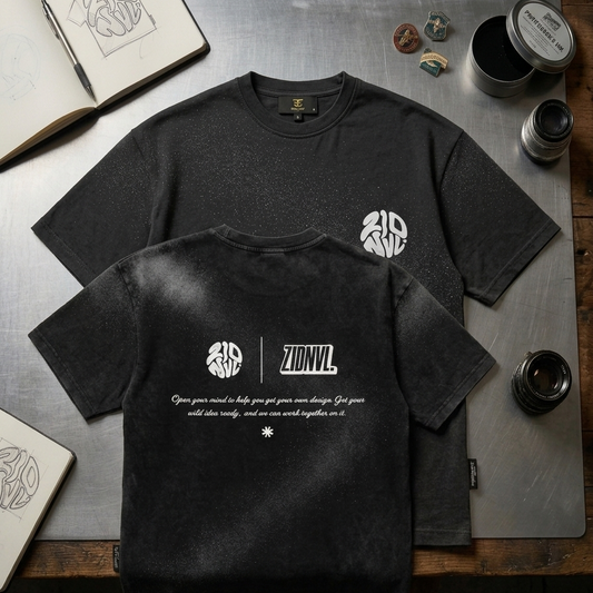 E-Line Black Oversized Tee For Men