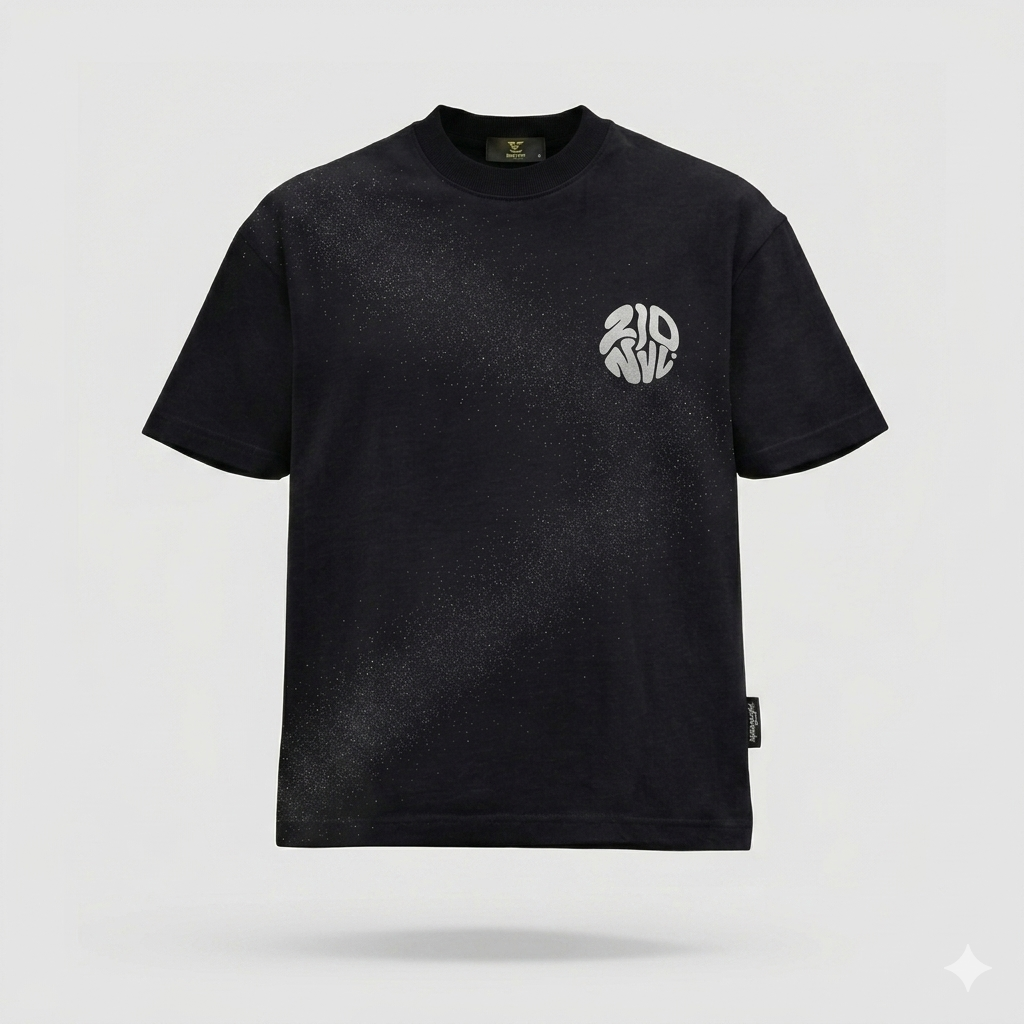E-Line Black Oversized Tee For Men