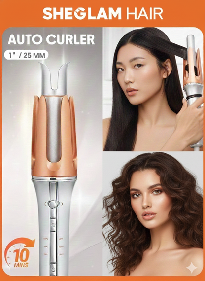 SheGlam Automatic Hair Curler, 360 Rotating Ceramic Barrel, Auto Curling For Long/Short Hair