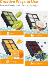 Silicone Large Ice Cube Tray – Pack of 3 (Black, Grey, Green) | 6 Big 2-Inch Square Molds