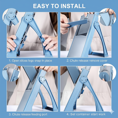 Adjustable Mandoline Slicer for Vegetables – Multifunctional Vegetable Cutter with Safety Holder, Container &amp; Cleaning Brush – Professional Kitchen Slicer for Potatoes, Onions, Carrots, Fruits &amp; More