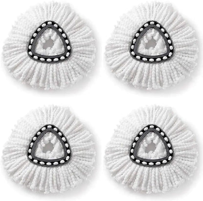 (Pack Of 4) Replacement Mop Head Refills – Microfiber Spin Mop Heads Compatible with Triangle Spin Mop System – Durable, Washable, High-Absorbent Mop Pads for Home &amp; Floor Cleaning