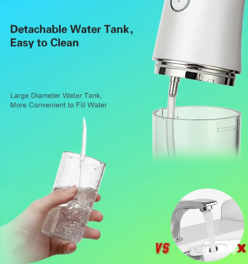 Cordless Water Flosser For Teeth Cleaning - Rechargeable Dental Water Jet Cleaner For Braces, Implants & Gum Care