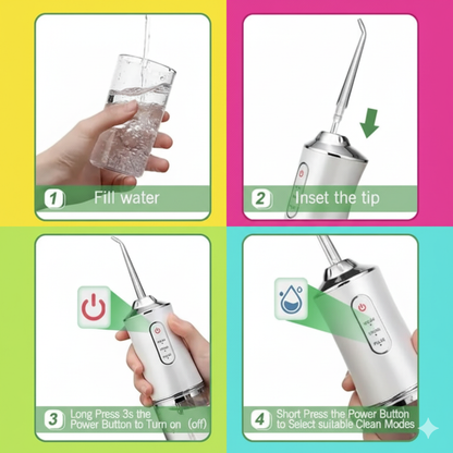 Cordless Water Flosser For Teeth Cleaning - Rechargeable Dental Water Jet Cleaner For Braces, Implants & Gum Care