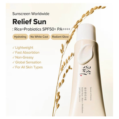 (PACK OF 2) Beauty Of Joseon Relief Sun Rice Probiotics SPF 50+ PA++++ Korean Sunscreen sunblock for Face Daily Sunscreen For Men Women Skincare 50ml