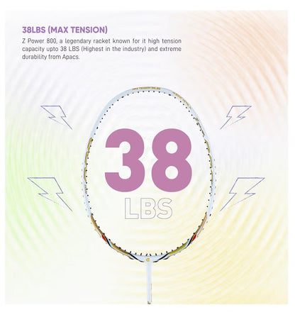 Apacs Z-Power 800 RP+ Professional Badminton Racket – Lightweight High-Tension Frame, Power Smash Design, Durable Graphite Shaft – Made in Vietnam