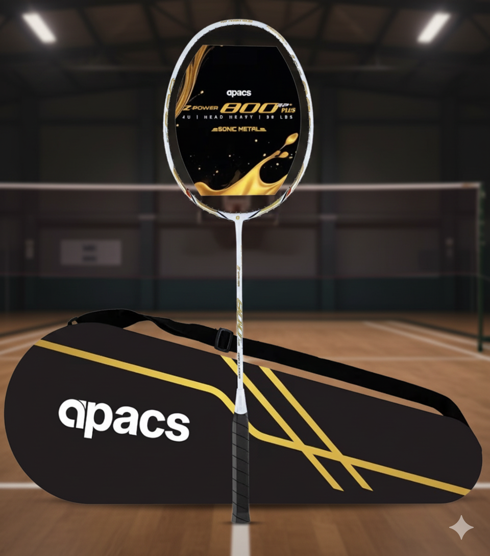 Apacs Z-Power 800 RP+ Professional Badminton Racket – Lightweight High-Tension Frame, Power Smash Design, Durable Graphite Shaft – Made in Vietnam
