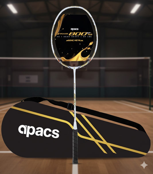 Apacs Z-Power 800 RP+ Professional Badminton Racket – Lightweight High-Tension Frame, Power Smash Design, Durable Graphite Shaft – Made in Vietnam