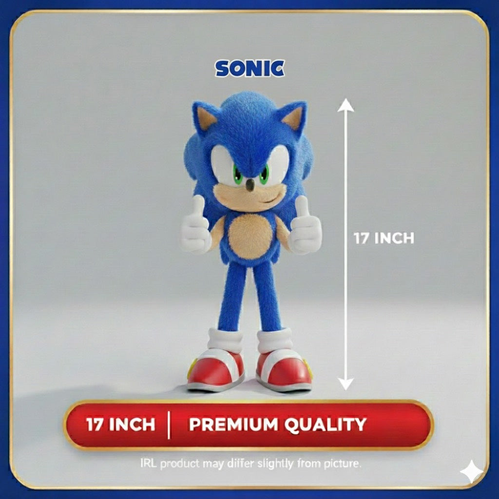 Official Sonic the Hedgehog 17-Inch Plush Figure – Large Sonic Plush Toy for Kids & Collectors